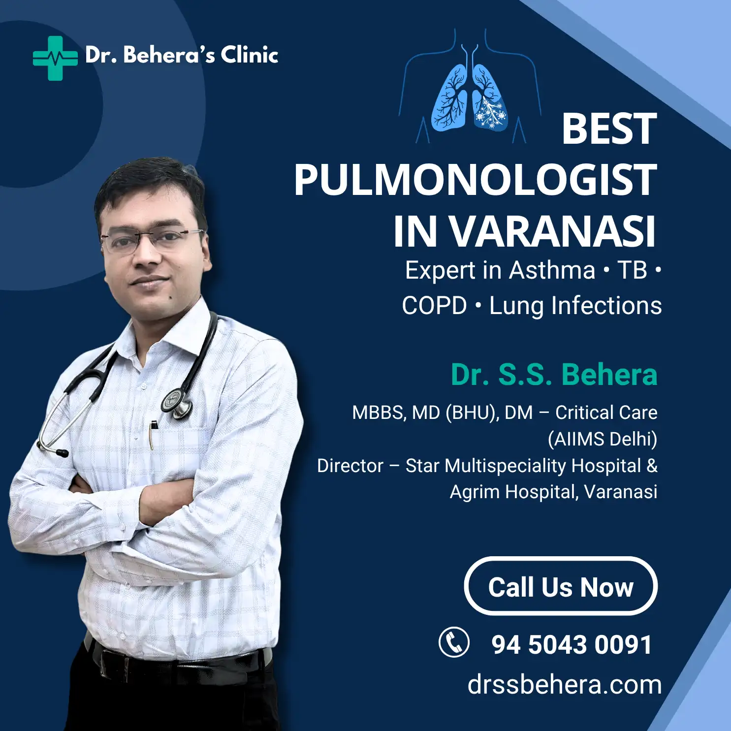 Best Pulmonologist in Varanasi – Dr. S.S. Behera providing lung care services at Star Multispeciality Hospital.