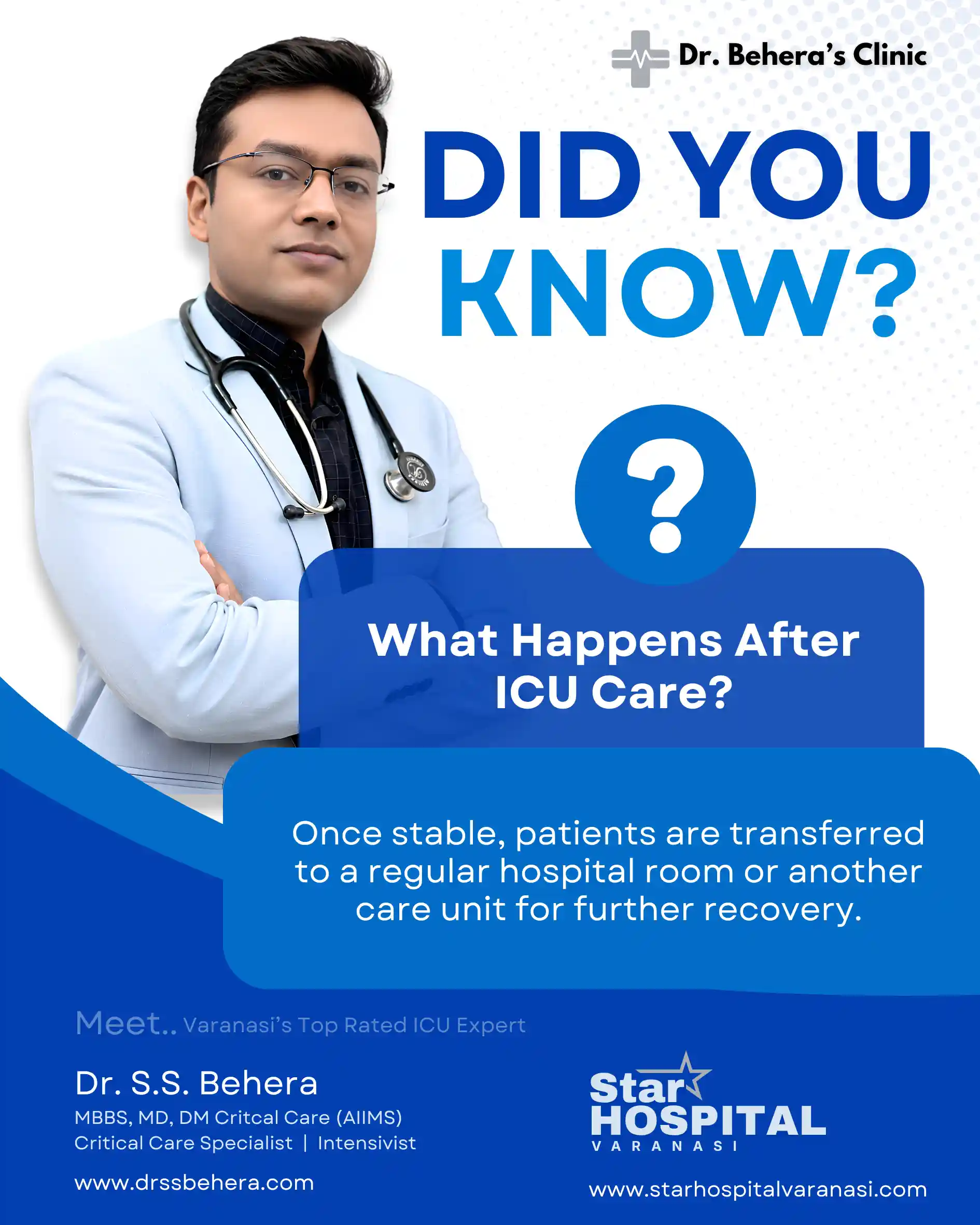 Dr. S.S. Behera, the best DM critical care intensivist in Varanasi, regulating advanced mechanical ventilation and bedside ICU dialysis inside Star Hospital Chitaipur.